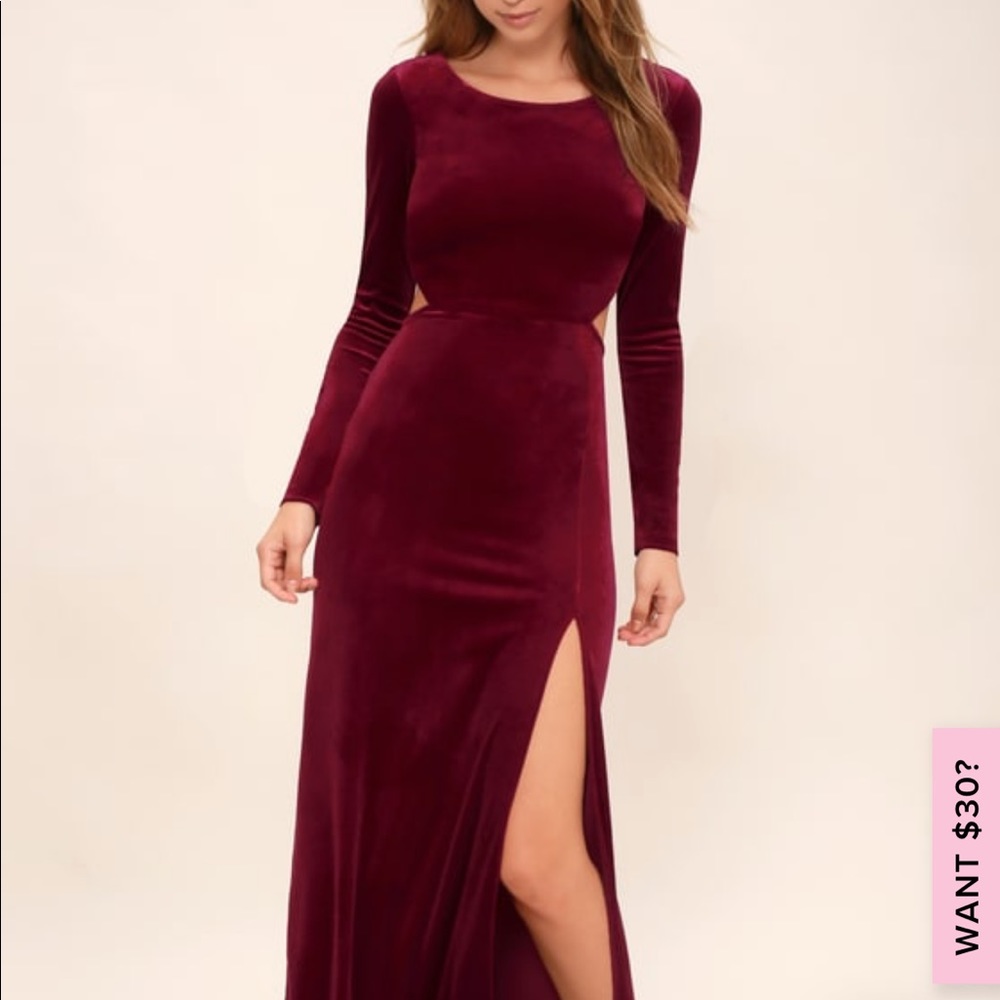 Besame Burgundy Velvet Long Sleeve Dress Lulus